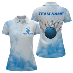 Maxcorners Blue Smoke Bowling Shirts for Women Men Team Custom Bowling Jerseys for Bowlers MT3107