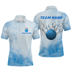 Maxcorners Blue Smoke Bowling Shirts for Women Men Team Custom Bowling Jerseys for Bowlers MT3107