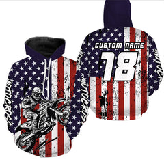 Maxcorners Patriotic Motocross Racing Hoodie Jersey for Men Women Dirt Bike Motorcycle Hoodie LM2809
