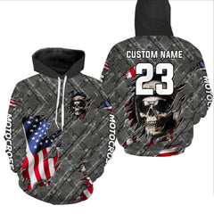 Maxcorners American Flag Motocross Racing Hoodie Jersey for Men Women Dirt Hoodie Patriotic LM2809