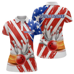 Maxcorners US Patriotic Bowling Shirts for Men Women Team Custom Bowling Polo & Quarter Zip LM1708