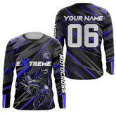 Maxcorners Blue Motocross Racing Jersey Kid Women Men Upf30+ Youth Dirt Bike Off-Road Shirt MT2809