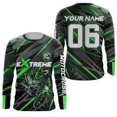 Maxcorners Green Motocross Racing Jersey Kid Women Men Upf30+ Youth Dirt Bike Off-Road Shirt MT2809