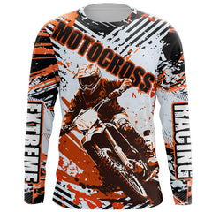 Maxcorners Orange Motocross Racing Jersey Men Kid MX Custom UV Protective Dirt Bike Off-road Shirt MT2809