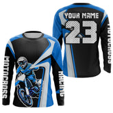 Maxcorners Custom Motocross Jersey Blue Dirt Bike Shirt For Kid Women Men Off-road Shirt MT2709