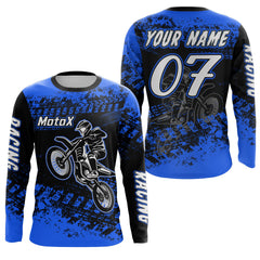 Maxcorners Blue Motocross Jersey Custom Dirt Bike Shirt Upf30+ Kid Men Women Motorcycle Shirt MT2709
