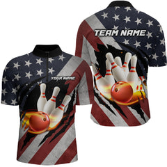 Maxcorners American Flag Bowling Shirt Fire Patriotic Bowling Shirts for Men Women Bowling Jersey LM133