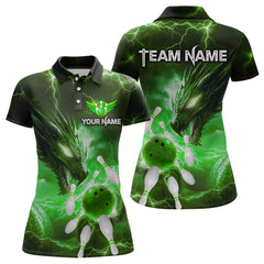 Maxcorners Custom Dragon Bowling Shirt Green Thunder Bowling Jersey for Men Women Team LM184