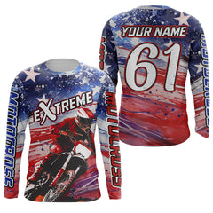 Maxcorners American Flag Racing Jersey UPF30+ Motocross Dirt Bike Shirt Youth Men Kid Women Patriotic LM2809