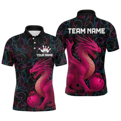 Maxcorners Pink Dragon Bowling Shirt Custom Bowling Jerseys for Men Women with Team Name LM2504