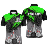 Maxcorners Custom Green Bowling Shirt forMen Women Team Bowling Jersey Bowling Polo & 1/4 Zip Shirt
