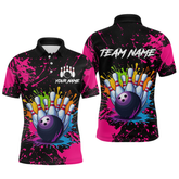 Maxcorners Custom Pink Watercolor Bowling Shirts For Men Women Team Funny Bowling Jersey