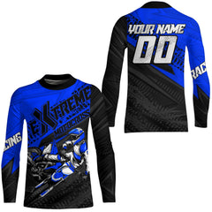 Maxcorners Blue Motocross Racing Jersey Upf30+ Kid Men Women Dirt Bike Shirt Off-road Jersey MT2709