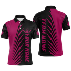 Maxcorners Custom Pink Bowling Shirts for Men Women Team Bowling Polo & 1/4 Zip Shirt TU0506