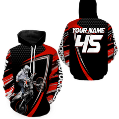 Maxcorners Red Motocross Racing Hoodie Jersey For Men Women Motorcycle Dirt Bike Hoodie Zip LM2809