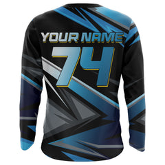 Maxcorners Blue Motocross Jersey Upf30+ Dirt Bike Youth Motocross Riding Shirt Men Women Kid MT2809