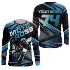 Maxcorners Blue Motocross Jersey Upf30+ Dirt Bike Youth Motocross Riding Shirt Men Women Kid MT2809