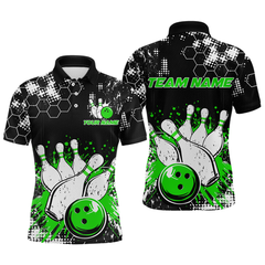 Maxcorners Green Watercolor Bowling Shirts Men Women Team Custom Bowling Polo & 1/4 Zip Shirt TU0506