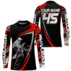 Maxcorners Motocross Racing Jersey Red Upf30+ MX Racing Dirt Bike Jersey Kid Men Motorcycle MT2809