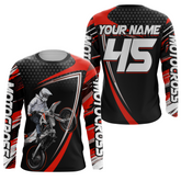 Maxcorners Motocross Racing Jersey Red Upf30+ MX Racing Dirt Bike Jersey Kid Men Motorcycle MT2809