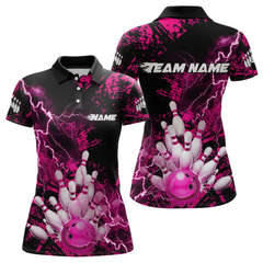 Maxcorners Pink Thunder Lightning Bowling Shirt Custom Colorful Bowling Jersey Men Women Team LM0705