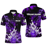 Maxcorners Blue Bowling Shirts Custom Watercolor Bowling Jersey for Men Women with Team Name