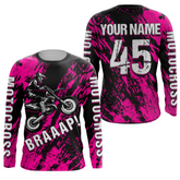 Maxcorners Dirt Bike Racing Jersey Pink Upf30+ Motocross Shirt Kid Girl Women Riding Jersey XM269 MT2809