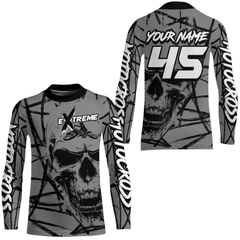 Maxcorners Motocross Racing Jersey Grey Upf30+ Dirt Bike Shirt MX Off-Road Motorcycle Shirt MT2709