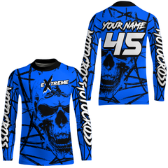 Maxcorners Motocross Racing Jersey Blue Upf30+ Dirt Bike Shirt MX Off-Road Motorcycle Shirt MT2709