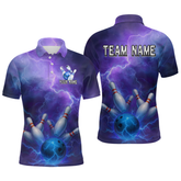 Maxcorners Custom Purple Lightning Bowling Shirts for Men Women Team LM3010