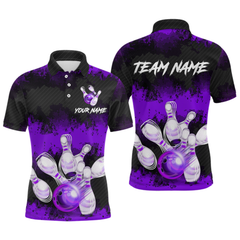 Maxcorners Customize Purple Bowling Shirts for Men Women Team Bowling Polo & 1/4 Zip Shirts
