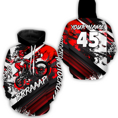 Maxcorners Custom Red Motocross Racing Hoodie Jersey Dirt Bike Hoodie Zip Biker Men Women MT2709