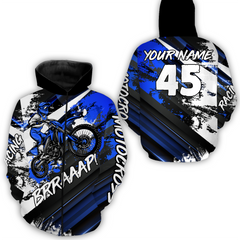 Maxcorners Custom Blue Motocross Racing Hoodie Jersey Dirt Bike Hoodie Zip Biker Men Women MT2709
