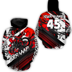 Maxcorners Custom Red Motocross Racing Hoodie Jersey Dirt Bike Hoodie Zip Biker Men Women MT2709