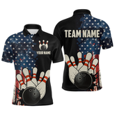 Maxcorners American Flag Bowling Shirt for Men Women Custom Patriotic Bowling Shirt Bowling Apparel LM133
