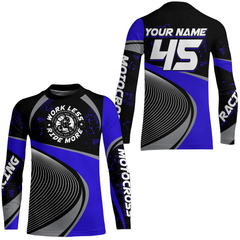 Maxcorners Motocross Racing Jersey Blue Upf30+ Dirt Bike Shirt Off-Road MX Racing Jersey MT2709
