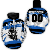 Maxcorners Custom Blue Motocross Racing Hoodie Jersey for Biker Men Women Dirt Bike Hoodie Zip MT2709