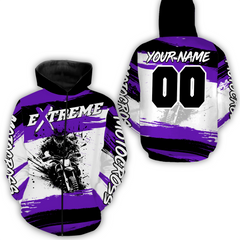 Maxcorners Custom Purple Motocross Racing Hoodie Jersey for Biker Men Women Dirt Bike Hoodie Zip MT2809