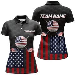 Maxcorners Custom Patriotic Golf Polo Shirt For Women American Flag Golf Polo Shirts