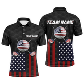 Maxcorners Custom Patriotic Golf Polo Shirt For Men Women American Flag Golf Polo Shirts