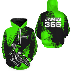 Maxcorners Green Motocross Racing Hoodie for Men Women Dirt Bike Hoodie Off-road Jersey LM2809