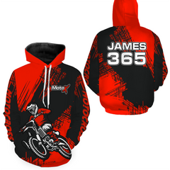 Maxcorners Red Motocross Racing Hoodie for Men Women Dirt Bike Hoodie Off-road Jersey LM2809