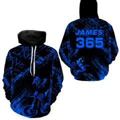 Maxcorners Blue Motocross Hoodie Jersey Custom for Men Women Motorcycle Dirt Bike Hoodie Zip LM2809