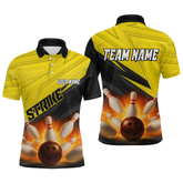Maxcorners Custom Flaming Yellow Bowling Shirts for Women Men Team Bowling Polo & Quarter Zip LM1506