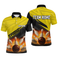 Maxcorners Custom Flaming Yellow Bowling Shirts for Women Men Team Bowling Polo & Quarter Zip LM1506
