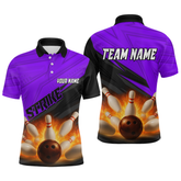 Maxcorners Custom Flaming Purple Bowling Shirts for Women Men Team Bowling Polo & Quarter Zip LM1506