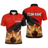 Maxcorners Custom Flaming Red Bowling Shirts for Women Men Team Bowling Polo & Quarter Zip LM1506