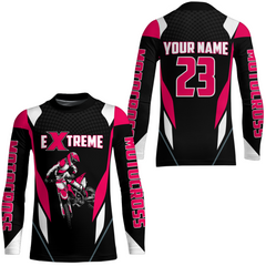 Maxcorners Motocross Racing Jersey Pink Off-road Riding Dirt Bike Shirt For Kid Men Women MT2709
