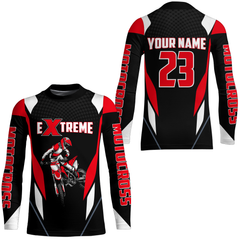 Maxcorners Motocross Racing Jersey Red Off-road Riding Dirt Bike Shirt For Kid Men Women MT2709