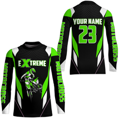 Maxcorners Motocross Racing Jersey Green Off-road Riding Dirt Bike Shirt For Kid Men Women MT2709